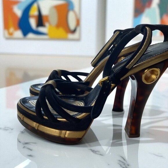 Louis Vuitton Strappy Platform High Heel Sandals – Size 35.5 (Made in Italy) - Picture 1 of 12